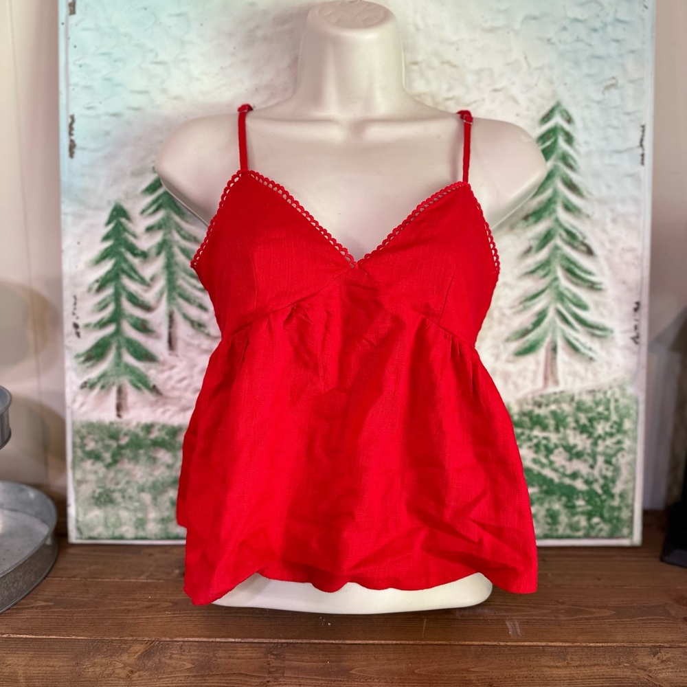 Red Cropped Peplum Top